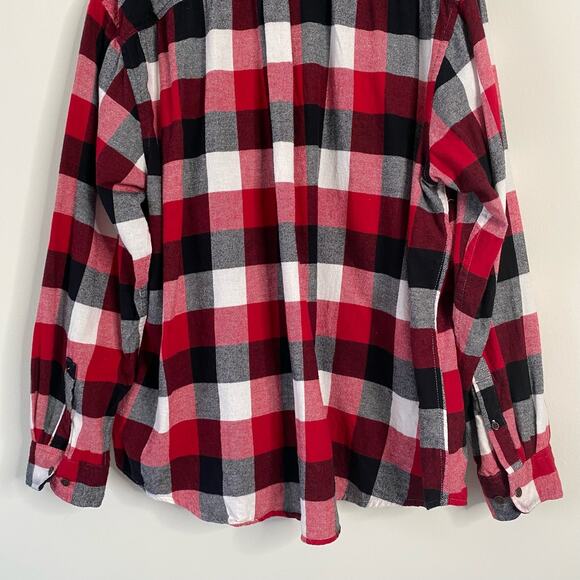 Vintage Red Black White Plaid Flannel Shirt Button Up Long Sleeve Casual - Picture 6 of 13